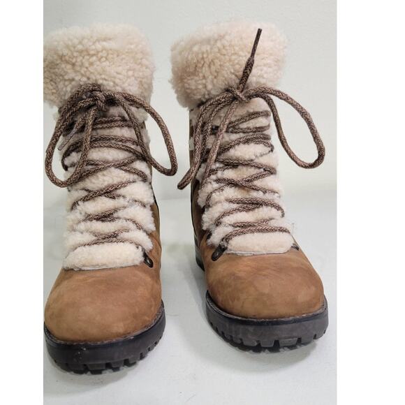 UGG Fraser Boots Womens Size 6 Leather Sheepskin Hiking UGG Boots Brown 1018896 - Picture 3 of 11